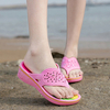 Beaded Hollow Out Pu Clip Toe Platform Slip On Indoor Flip Flops Slippers