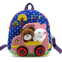 Bear Rabbit Canvas Backpack Cartoon Animal School Bag for Kindergarten Kids