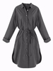 Belt Button Blouse Long Sleeve Lapel Mini Casual Women Dress