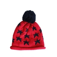 Big Ball Christmas Star Printed Wool Knitted Winter Hat