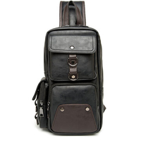 Big Capacity Chest Bag PU Leather Crossbody Bag Patchwork Sling Bag For Men