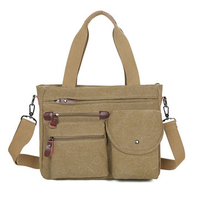Big Capacity Shoulder Bag Multi Pocket Canvas Crossbody Bag Dual-use Handbag For Men