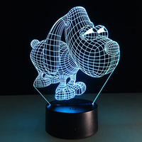 Big Eye Dog 3D LED Lights USB Battery Colorful Touch Control Night Light Decor