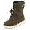 Big Size Buckle Ankle Lace Up Flat Casual Warm Fur Boots For Women