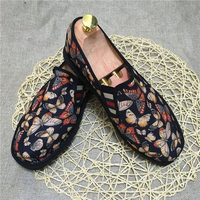 Big Size Butterfly Printing Flat Slip On Canvas Loafers