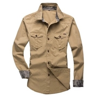 Big Size Casual Cotton Work Shirts Slim Fit Lapel Long Sleeve Cargo Shirts For Men