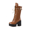 Big Size Chunky Heel Buckle Lace Up European Style Boots