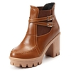 Big Size Chunky Heel Double Buckle Slip On Ankle Boots