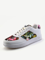 Big Size Color Match Colorful Flower Lace Up Casual Shoes