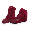 Big Size Fashionable Tassel Hollow Boots High-Heel Short Boots Round Toe Casual Shoes