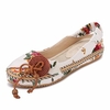 Big Size Floral Print Retro Vintage Butterflyknot Hollow Out Slip On Open Heel Flat Sandals