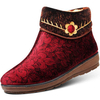 Big Size Flower Button Pattern Vintage Flat Ankle Warm Cotton Boots