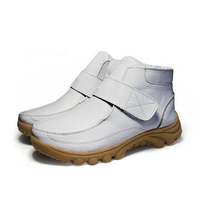 Big Size Fur Lining Warm Plush Hook Loop Ankle Leather Snow Boots