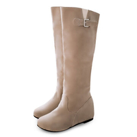 Big Size Heel Increasing Buckle Slip On Over The Knee Chic Boots