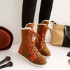 Big Size Lace Up Multi-Way Color Match Flat Ankle Warm Boos