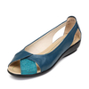 Big Size Leather Hollow Out Bead Bowknot Peep Toe Breathable Flat Sandals