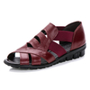 Big Size Leather Hollow Out Breathable Soft Pure Color Slip On Flat Shoes Sandals