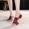 Big Size Leather Hollow Out Soft Breathable Slip On Flat Sandals