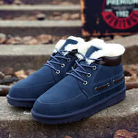 Big Size Leather Stitching Lace Up Ankle Fur Lining Snow Boots