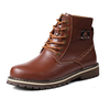 Big Size Men Leather Buckle Cotton Warm High Top Lace Up Boots