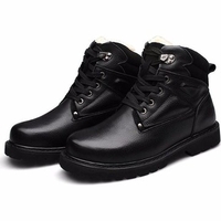 Big Size Men Winter Warm Ankle Lace Up Leather Button Boots