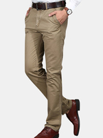 Big Size Mens Fall Winter Solid Color Straight Leg Thick Trouser Casual Cotton Pants