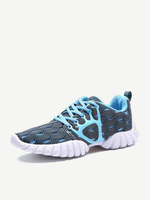 Big Size Mesh Pure Color Platform Breathable Lace Up Trainers