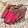 Big Size Pu Leather Open Heel Flat Indoor Home Casual Floor Slippers