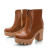 Big Size Pure Color Ankle Chunky Heel Zipper Boots