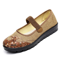 Big Size Slip On Elastic Embroidery Flat Vintage Shoes