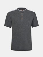 Big Size Stand Collar Solid Color Buttons Top Tee Cotton Short Sleeve T-shirt for Men