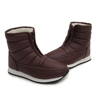 Big Size Stripe Zipper Ankle Fur Lining Warm Boots