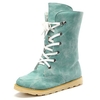 Big Size Sweet Candy Color Lace Up Warm Mid Calf Boots