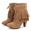 Big Size Tassels Rubber High Heel Ankle Boots