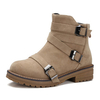 Big Size Three Buckles Strappy Slip On Square Heel Ankle Boots