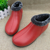 Big Size Waterproof Leather Ankle Fur Lined Zipper Boots