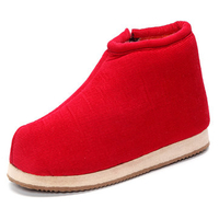 Big Size Zipper Ankle Warm Fur Lining Flat Pure Color Cotton Boots