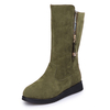 Big Size Zipper Decoration Mid Calf Soft Fur Lining Boots