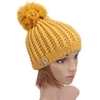 Big Wool Ball Button Crochet Knitted Beret Hat Winter Thermal Gorro Ski Beanie Cap