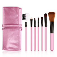 BIOAQUA 7Pcs Makeup Brushes Eyeshadow Eyebrow Foundation Powder Tools With Pink Bag