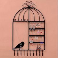Birds Iron Crafts Pure Handmade Holder Storage Jewelry Racks Wall Jewellery Display Stand