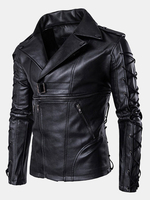 Black Biker Zipper Plus Size Faux Leather Jacket