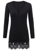 Black Lace Patchwork V-neck Party Bodycon Mini Dress