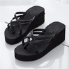 Black Platform Strappy Beach Thong Slip On Flip Flops Slippers