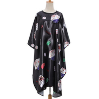 Black Poker Printed Cape Cloth Salon Hairdressing Hair Cutting Barbershop Gown