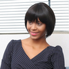 Black Short Bobo Styled Full Fringe Synthetic Hair Cosplay Full High Temperature fiber Wigs 28cm