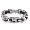 Black Silver Stainless Steel Rubber Crucifix Bracelet