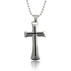 Black Silver Titanium Steel Cross Pendant Necklace