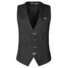 Black Simple V Neck Slim Fit Casual Formal Vest for Men