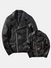 Black Winter Fall Slim Fit Motorcycle Synthetic Leather Coat Jacket for Men